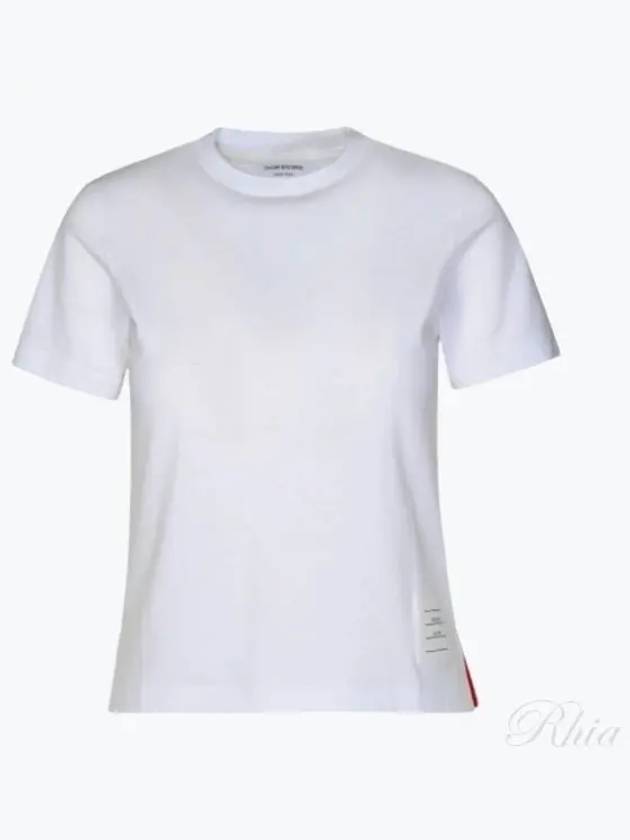 Logo Patch Lightweight Jersey Relaxed Fit Short Sleeve T-Shirt White - THOM BROWNE - BALAAN 2