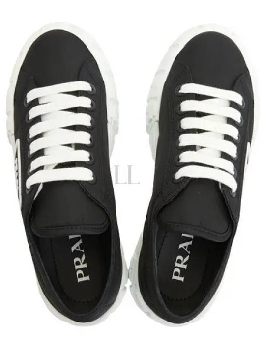 Logo Double Wheel Nylon Gabardine Sneakers Black - PRADA - BALAAN 2