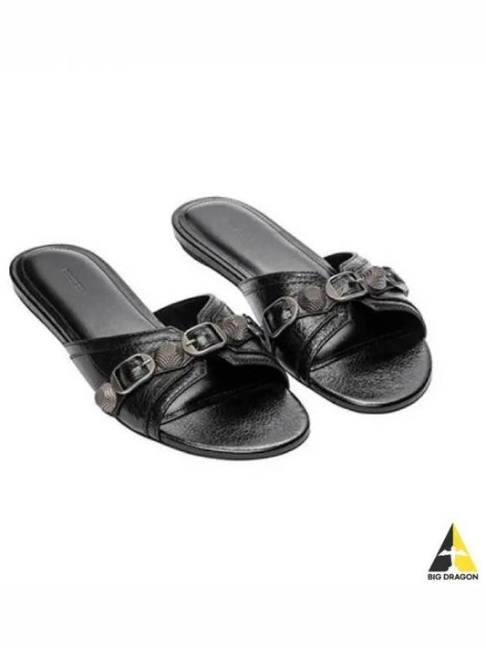 Women s Cargoll Leather Flat Sandals Black 694342 WAD4E - BALENCIAGA - BALAAN 1