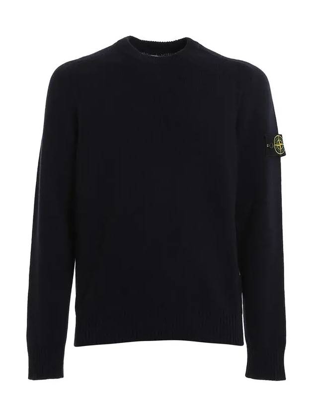 Wappen Patch Round Neck Knit Top Dark Navy - STONE ISLAND - BALAAN 2