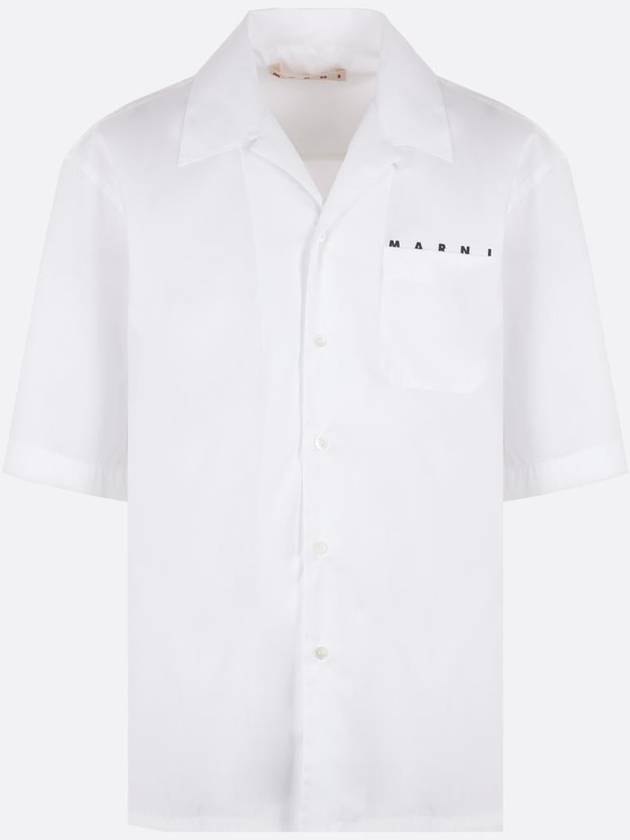 Logo Poplin Bowling Short Sleeve Shirt White - MARNI - BALAAN 2