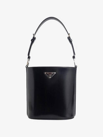 Mini Brushed Leather Bucket Bag Black 1BE059 ZO6 F0002 - PRADA - BALAAN 1