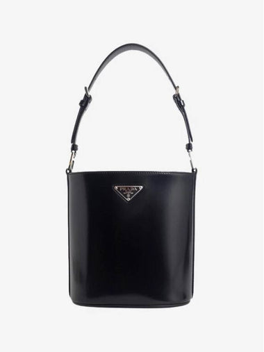 Mini Brushed Leather Bucket Bag Black 1BE059 ZO6 F0002 - PRADA - BALAAN 1