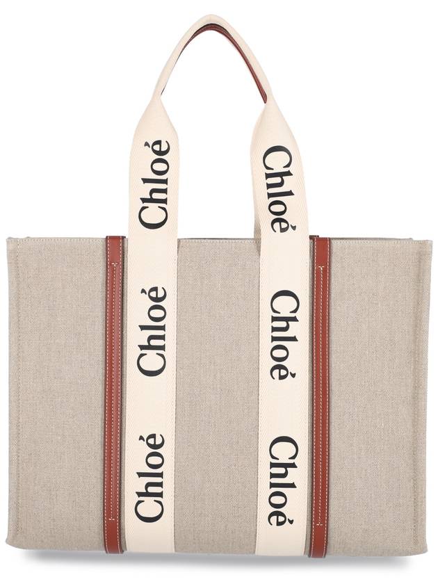 Woody Large Tote Bag White Brown Beige - CHLOE - BALAAN 4