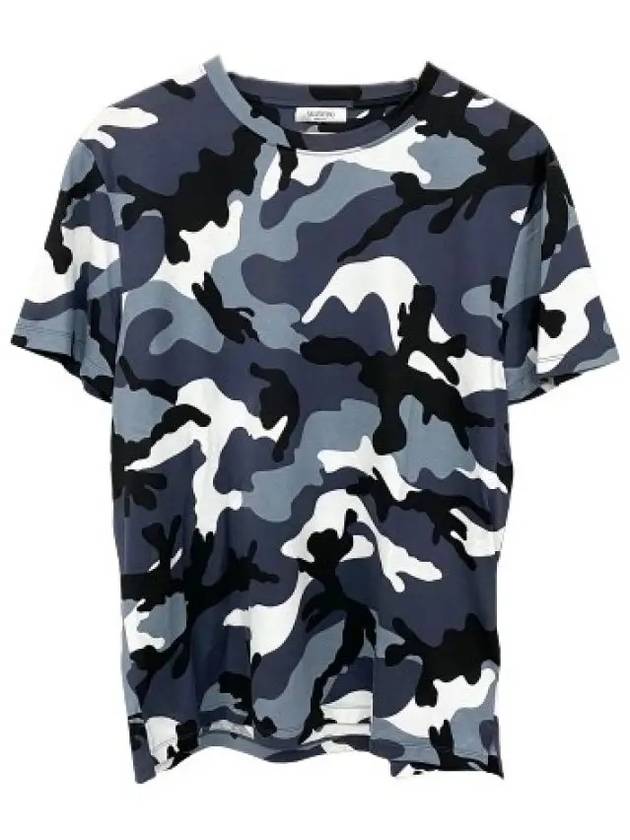 Camouflage Cotton Short Sleeve T-shirt Navy - VALENTINO - BALAAN 2