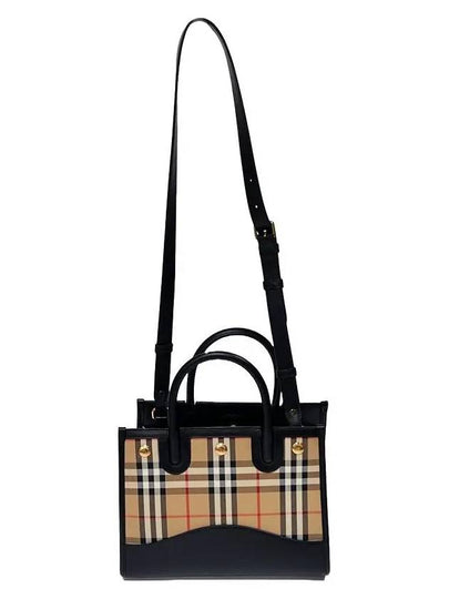 Baby Title Plaid Strap Tote Bag Beige Black - BURBERRY - BALAAN 2