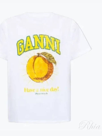 Peach Short Sleeve White T3529 - GANNI - BALAAN 1