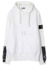 Logo Patch Brushed Cotton Hoodie White - STONE ISLAND - BALAAN 2