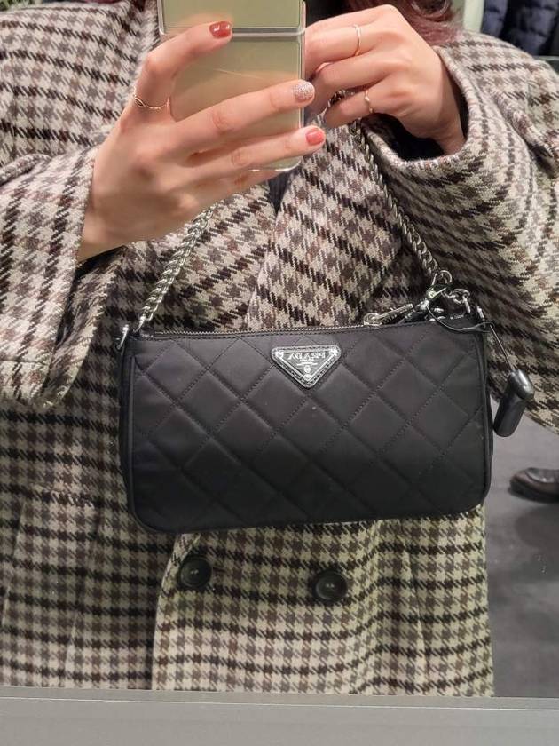 Tessuto Quilted Chain Shoulder Bag Black - PRADA - BALAAN 4