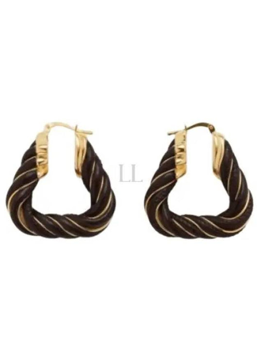 Twisted Triangle Hoop Earrings Brown - BOTTEGA VENETA - BALAAN 2