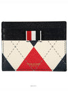 Argyle Pattern Three Stripe Tab Leather Card Wallet - THOM BROWNE - BALAAN 2