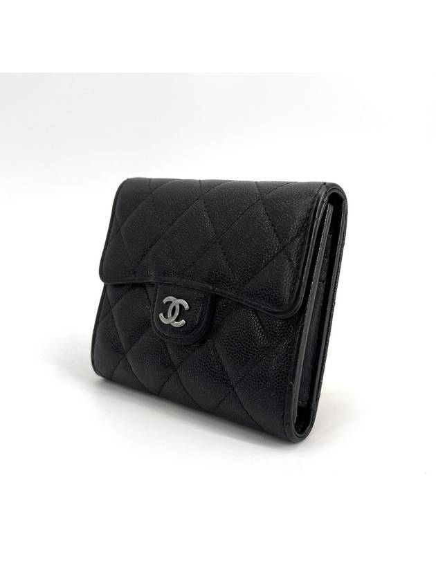 Classic Caviar Silver Logo Half Wallet - CHANEL - BALAAN 3