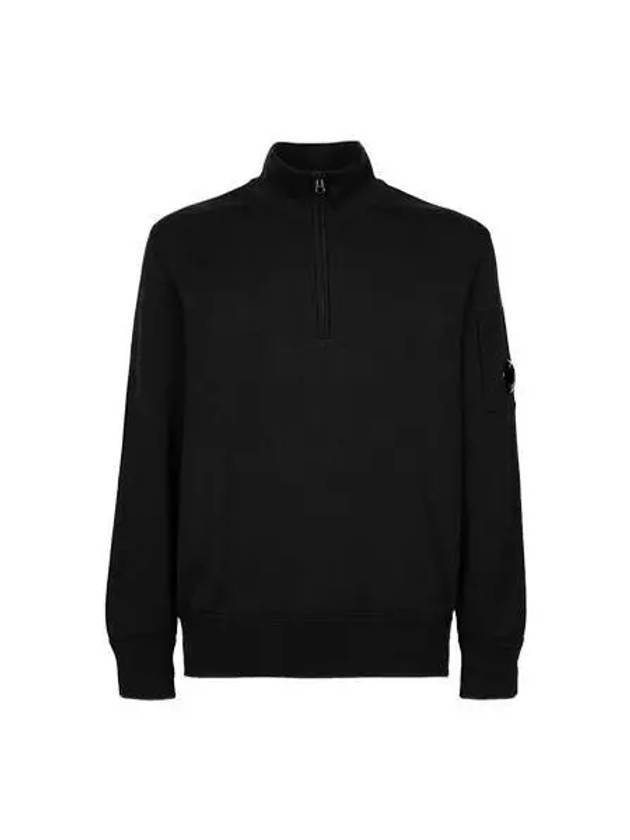 CP Company Lens Wappen Pocket Half Zip Up Sweatshirt Black 13CMKN019A 005805G - CP COMPANY - BALAAN 1