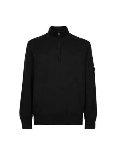 CP Company Lens Wappen Pocket Half Zip Up Sweatshirt Black 13CMKN019A 005805G - CP COMPANY - BALAAN 1