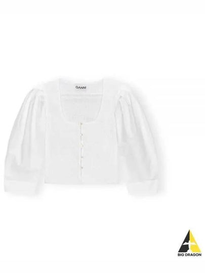 Organic Cotton Smock Blouse White - GANNI - BALAAN 2