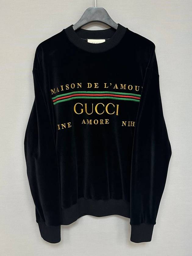 Logo Velvet Sweatshirt 105 - GUCCI - BALAAN 3