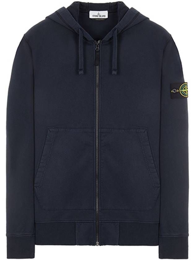 Men's Waffen Patch Fleece Zip Up Hoodie Navy - STONE ISLAND - BALAAN 2