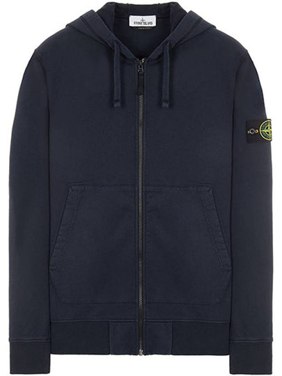 Men's Waffen Patch Fleece Zip Up Hoodie Navy - STONE ISLAND - BALAAN 2