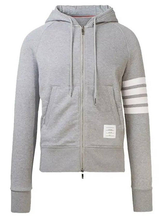 Engineered 4 Bar Diagonal Zip Up Hoodie Light Grey - THOM BROWNE - BALAAN 2