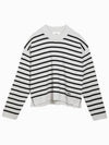 Embroidery Logo Sailor Crew Neck Striped Knit Top Black Chalk - AMI - BALAAN 2