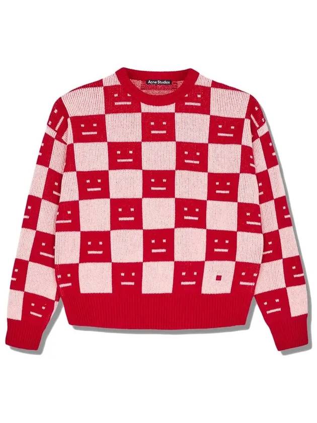 Katlas Checkerboard Knit Top Red - ACNE STUDIOS - BALAAN 3