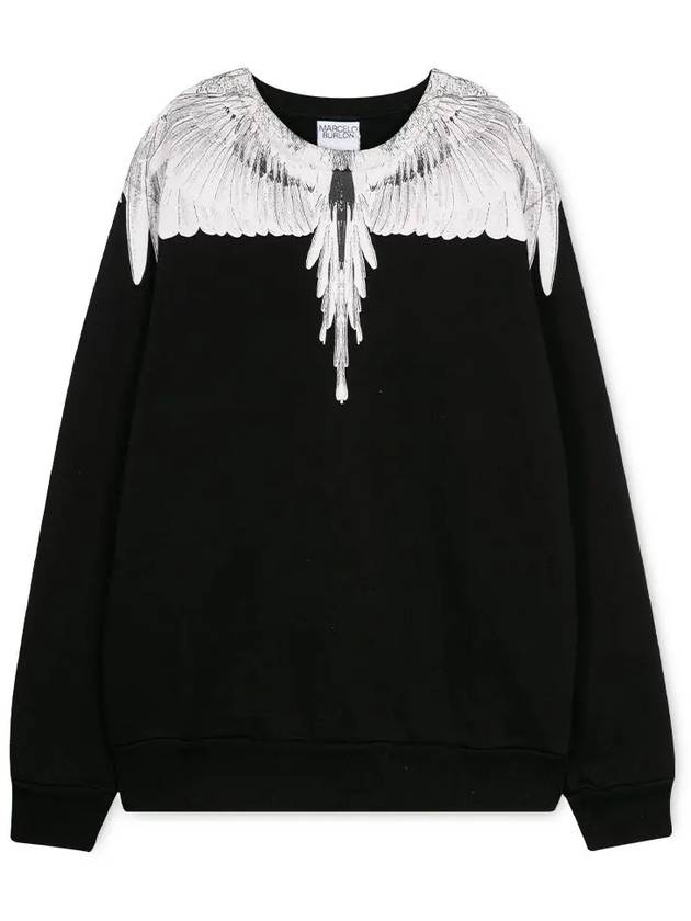 Wing Print Crew Neck Sweatshirt Black - MARCELO BURLON - BALAAN 4