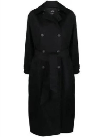 Double Brested Twill Cotton Trench Coat Black - A.P.C. - BALAAN 2