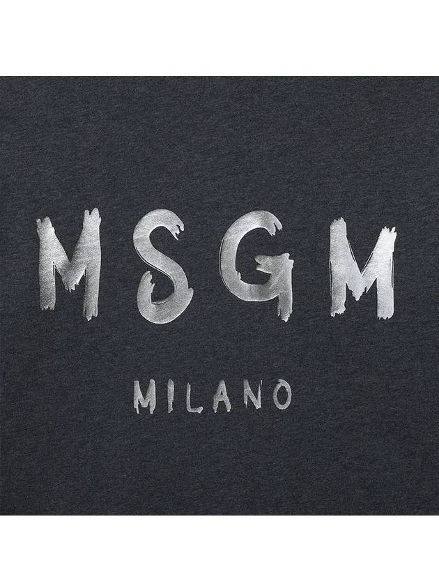 Milano Brushed Logo Crew Neck Long Sleeve T-Shirt Dark Grey - MSGM - BALAAN 4