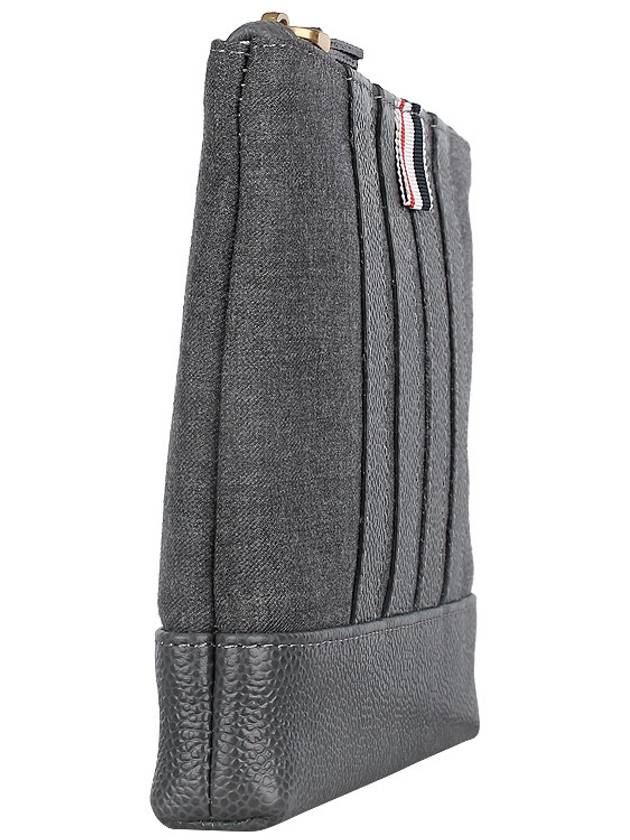 4-Bar Wash Wool Clutch Bag Grey - THOM BROWNE - BALAAN 4