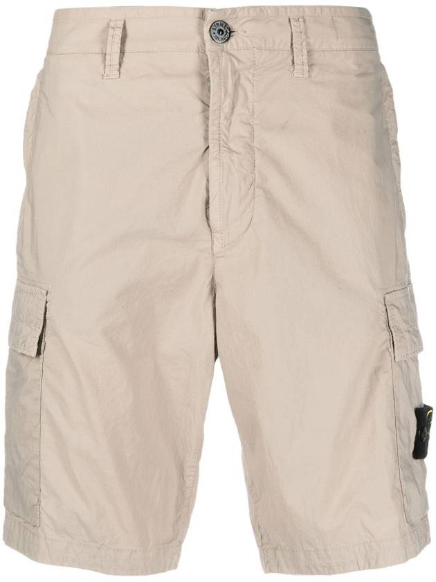 Men's Logo Patch Cargo Shorts Beige - STONE ISLAND - BALAAN 2