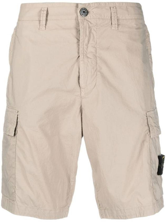 Men's Logo Patch Cargo Shorts Beige - STONE ISLAND - BALAAN 2