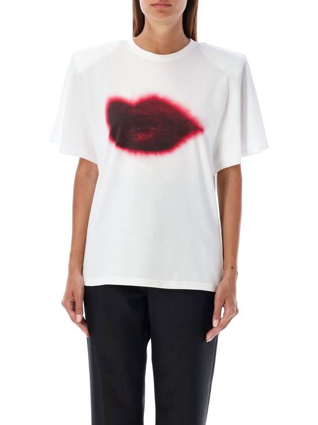 Lip Print Short Sleeve T Shirt White - STELLA MCCARTNEY - BALAAN 2