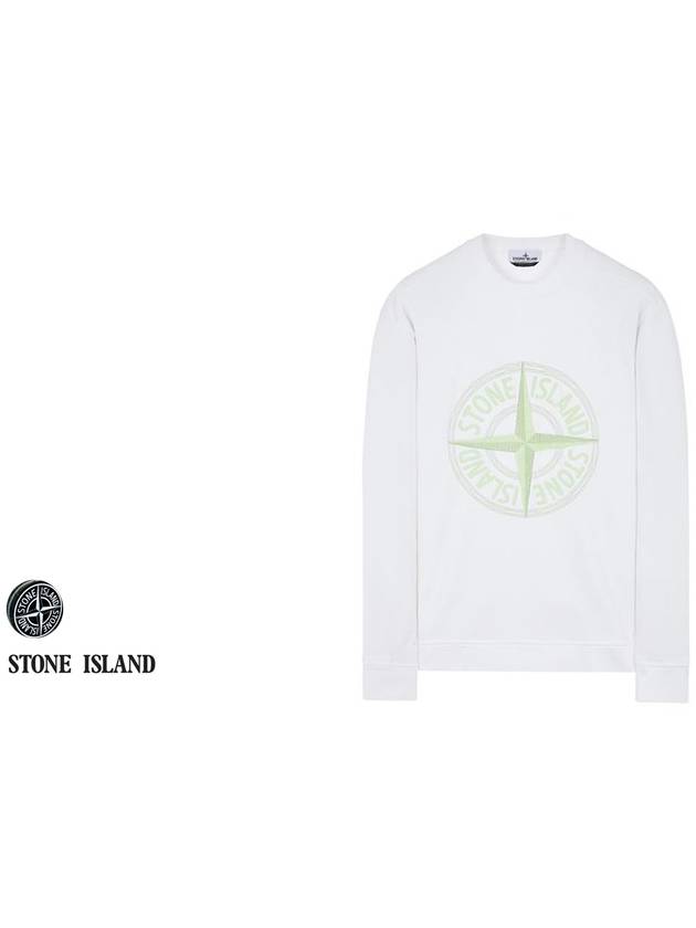 Garment Dyed Stitches Four Print Crewneck Sweatshirt White - STONE ISLAND - BALAAN 3