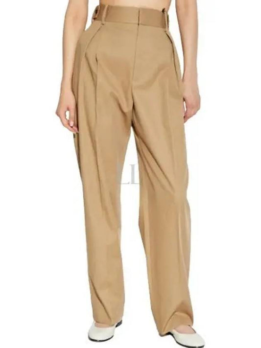 High-waisted Cotton Slacks Beige - BOTTEGA VENETA - BALAAN 2