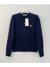 Fox Head Patch Adjusted Round Neck Cardigan Navy - MAISON KITSUNE - BALAAN 2