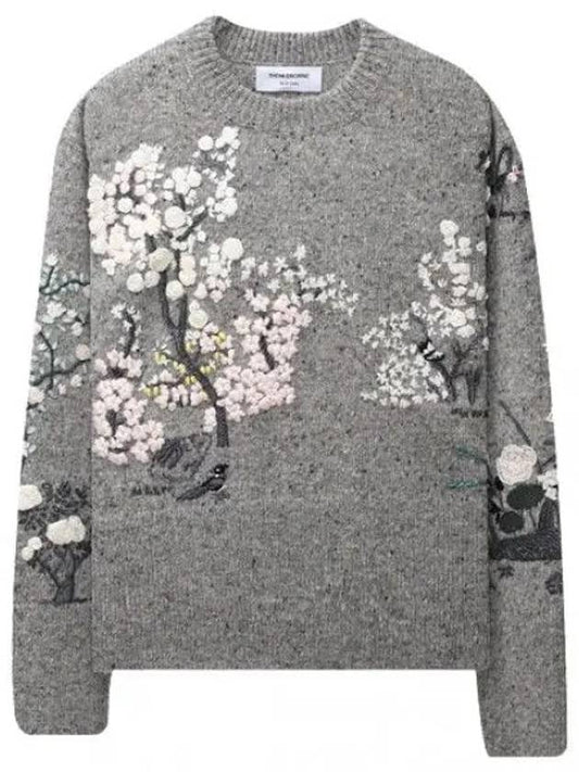 Donegal mohair tweed embroidery knit women - THOM BROWNE - BALAAN 1