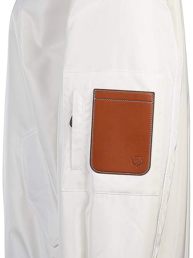 Sleeve Pocket Zipper Linen Bomber Jacket White - LORO PIANA - BALAAN 8