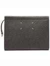 Maison Margiela 4bar stitch logo grain leather top zipper clutch bag black - MAISON MARGIELA - BALAAN 1