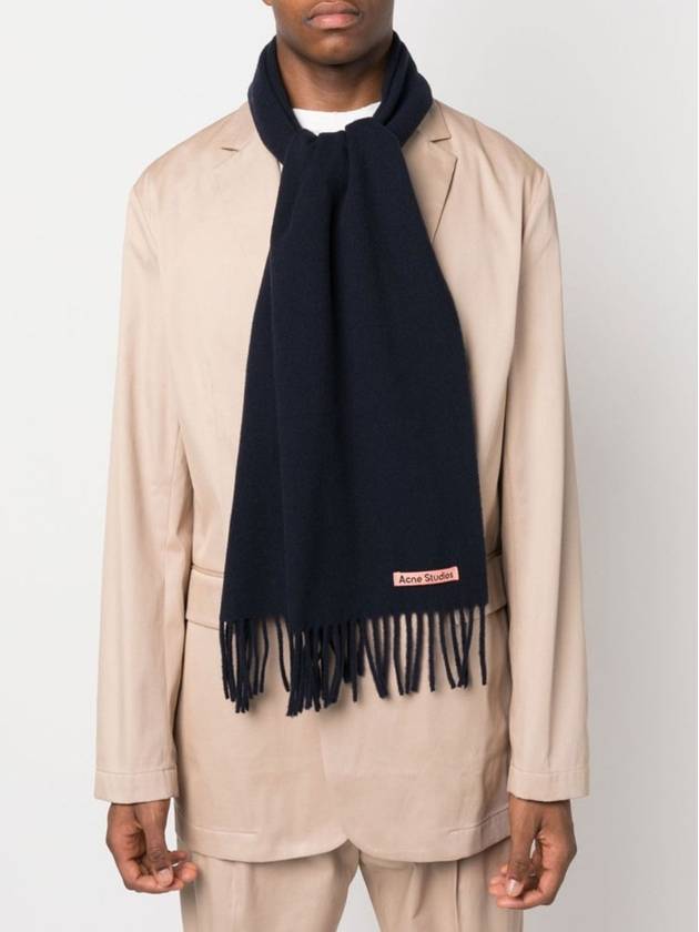 Wool Fringe Muffler Navy Blue - ACNE STUDIOS - BALAAN 5