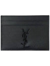 Monogram Caviar Leather Card Wallet Black - SAINT LAURENT - BALAAN 2