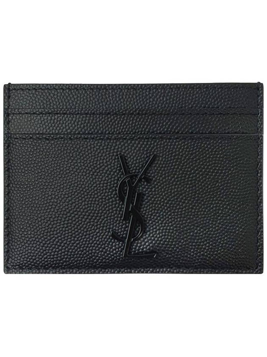 Monogram Caviar Leather Card Wallet Black - SAINT LAURENT - BALAAN 2