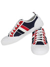 Diagonal Striped Canvas Low-Top Sneakers Navy White - THOM BROWNE - BALAAN 3