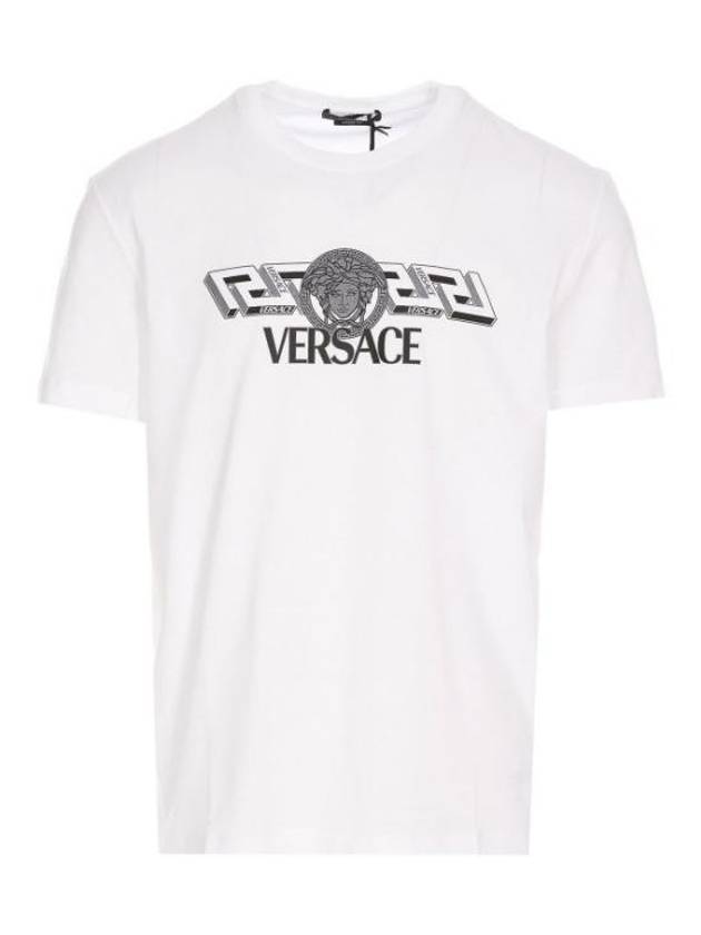 Men's La Greca Logo Short Sleeve T-Shirt White - VERSACE - BALAAN 2