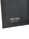 Saffiano Triangle Logo Key Holder Black - PRADA - BALAAN 7