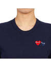 Women's Double Heart Wappen Short Sleeve T-Shirt P1 T225 2 Navy - COMME DES GARCONS PLAY - BALAAN 6