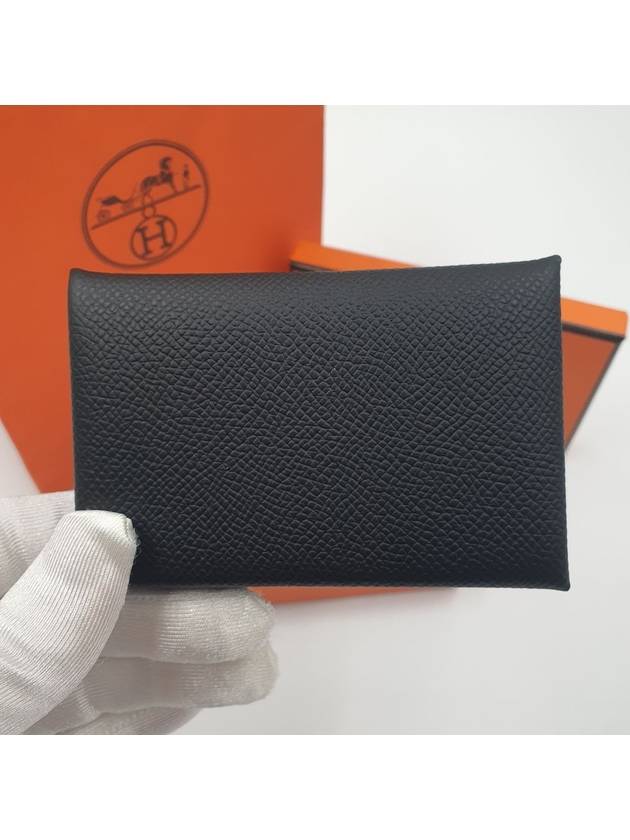 Calvi Absong Palladium Hardware Card Wallet Black - HERMES - BALAAN 6