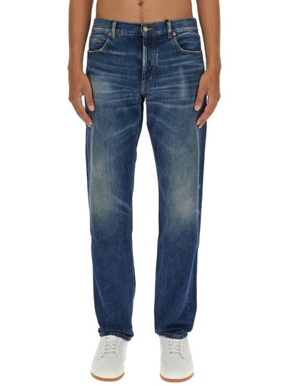 Logo Patch Back Straight Jeans Beach Blue - SAINT LAURENT - BALAAN 2