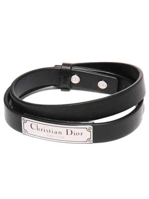 Couture Leather Double Bracelet Black - DIOR - BALAAN 2