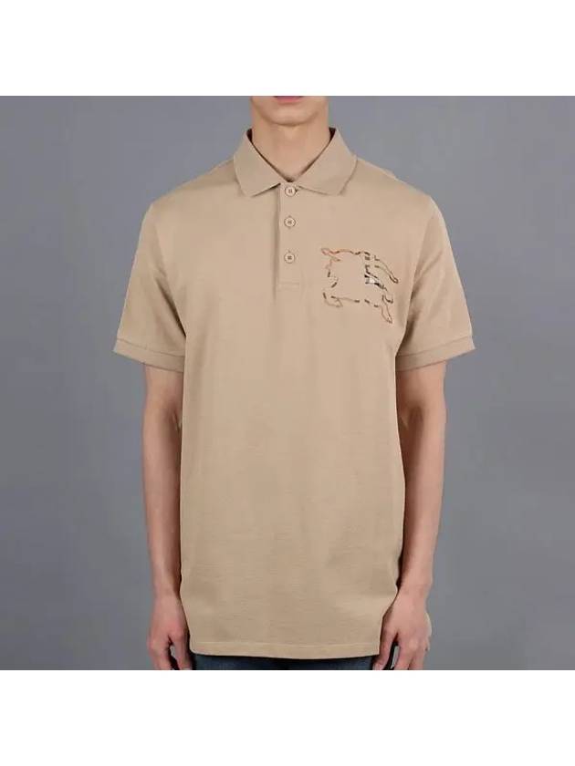 Check EKD Logo Print Cotton Polo Shirt Beige - BURBERRY - BALAAN 2