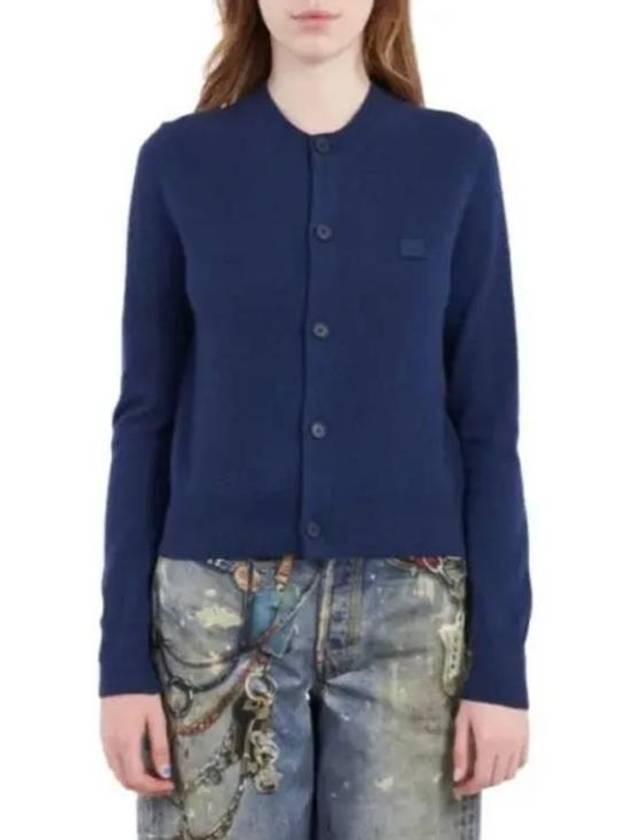 Wool Crew Neck Cardigan Blue - ACNE STUDIOS - BALAAN 2